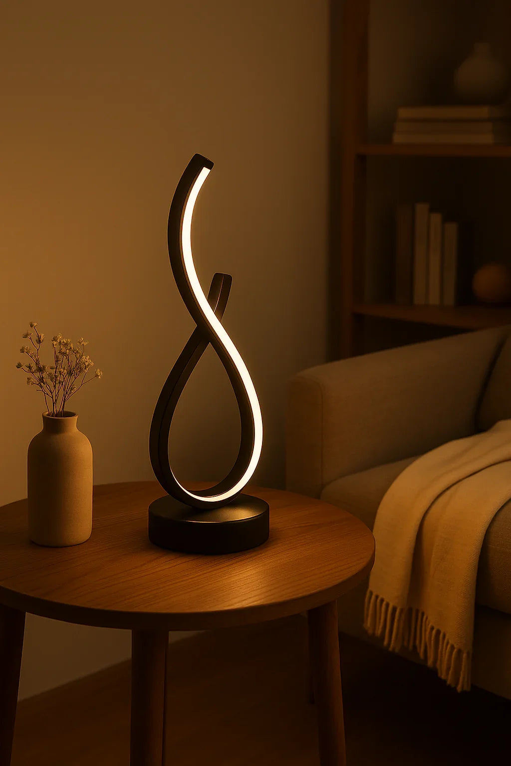Luminária LED Curva Minimalista – Atmosfera Elegante para Quarto, Sala ou Hall
