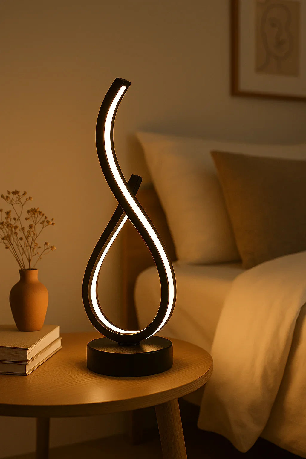 Luminária LED Curva Minimalista – Atmosfera Elegante para Quarto, Sala ou Hall