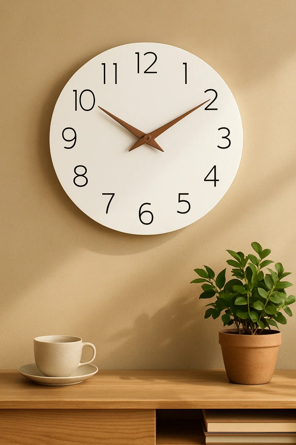 Relógio Minimalista em MDF Branco — Precisão com Estilo Leve