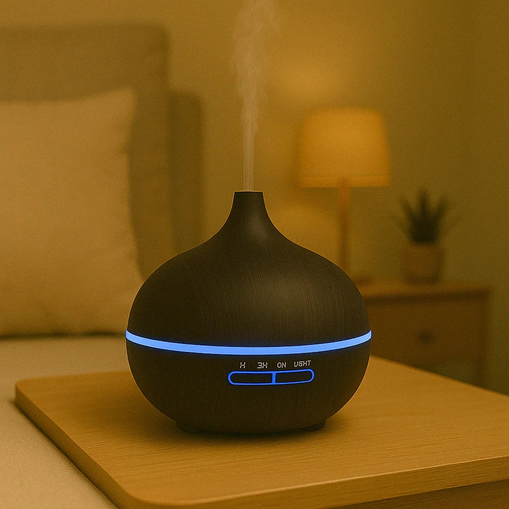 Umidificador de Aromaterapia com Luz Noturna (150ml) – Silencioso e Minimalista