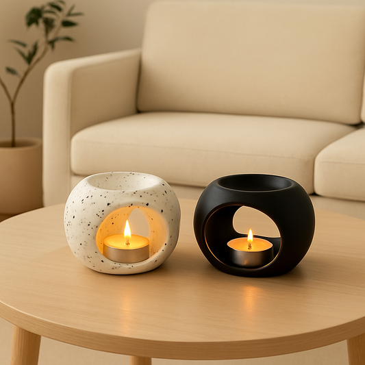 🕯️ Queimador de Óleo Essencial em Cerâmica Minimalista – Aromaterapia com Estilo e Tranquilidade