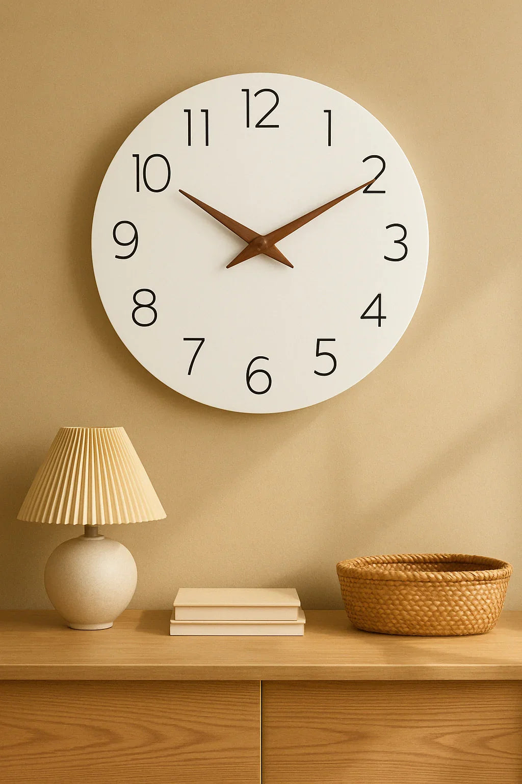 Relógio Minimalista em MDF Branco — Precisão com Estilo Leve