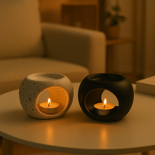 🕯️ Queimador de Óleo Essencial em Cerâmica Minimalista – Aromaterapia com Estilo e Tranquilidade