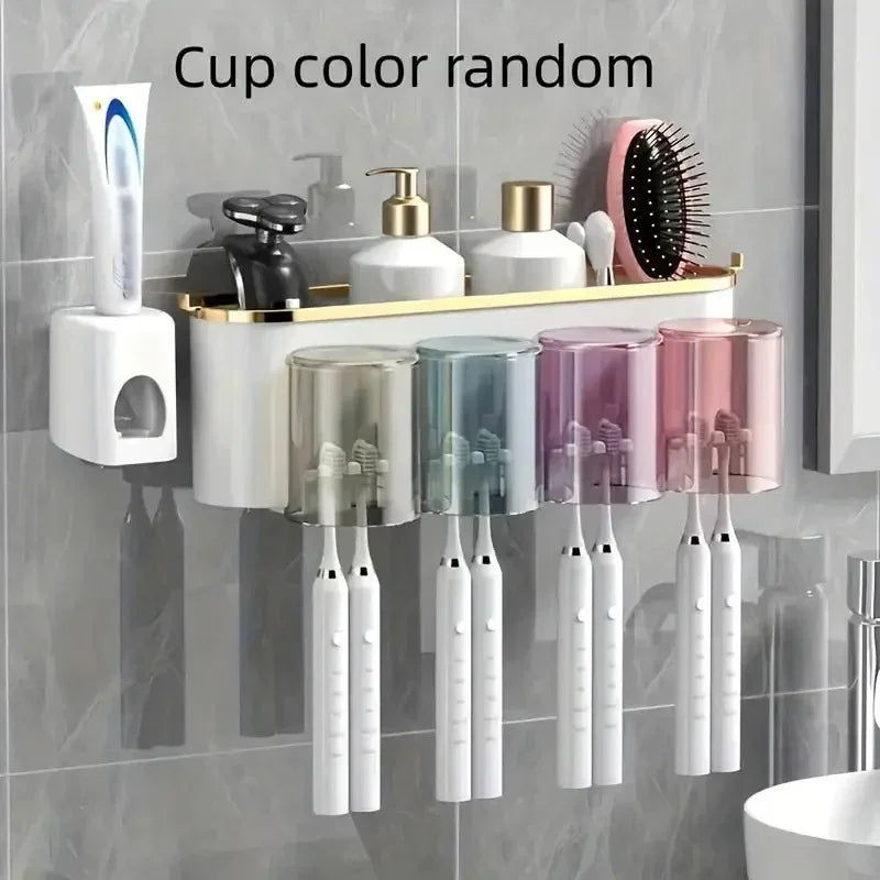 Suporte de Escova com Dispenser – Organização Inteligente para o Banheiro