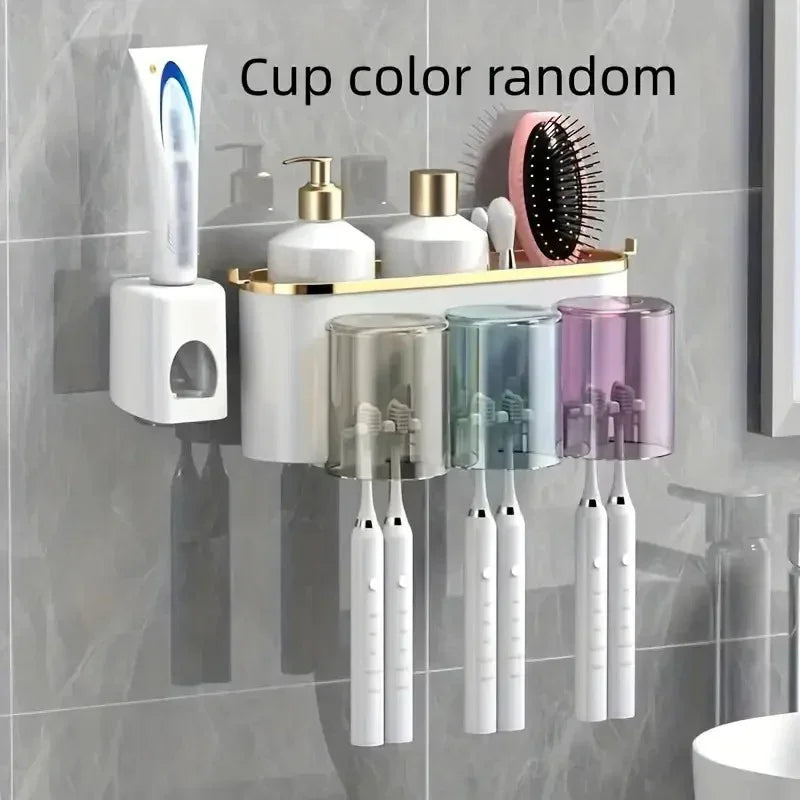 Suporte de Escova com Dispenser – Organização Inteligente para o Banheiro