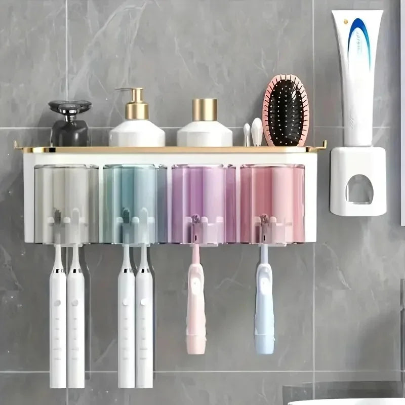 Suporte de Escova com Dispenser – Organização Inteligente para o Banheiro