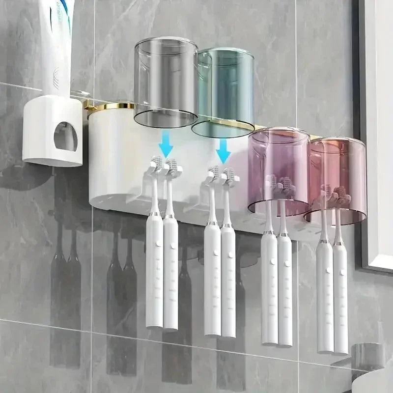 Suporte de Escova com Dispenser – Organização Inteligente para o Banheiro